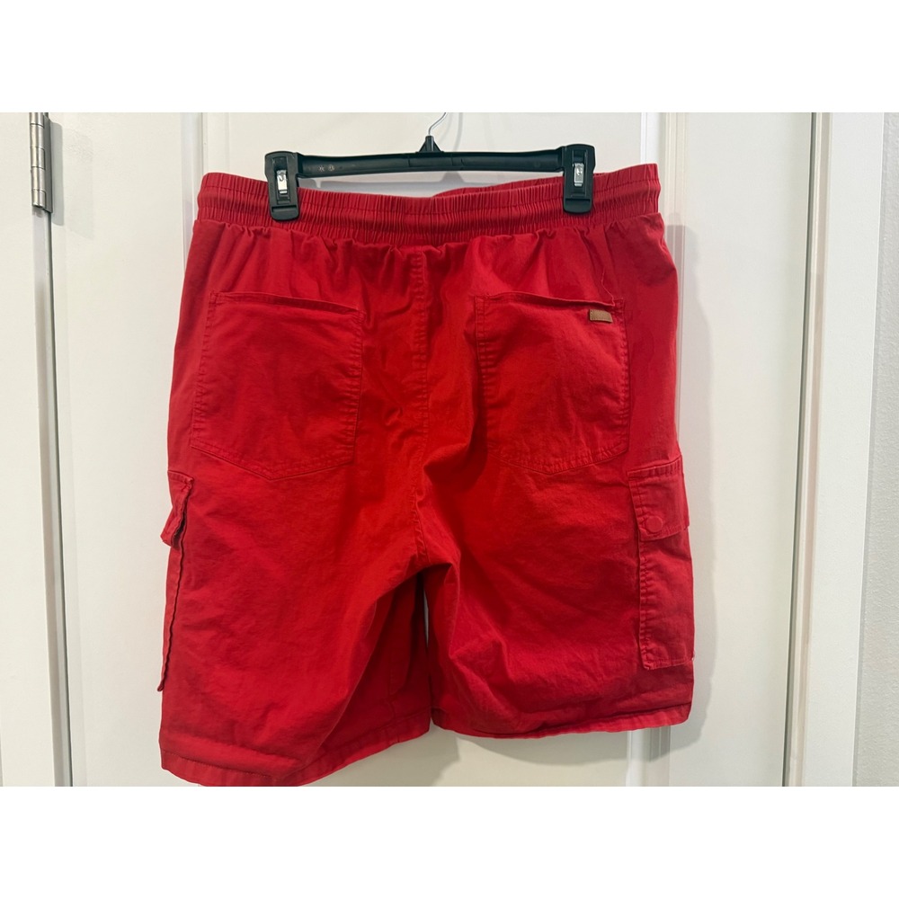 JMIERR Men Red Cargo Shorts Elastic Drawstring Waist‎ Cotton Size 38 Relaxed Fit